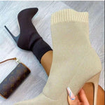 Ankle Boots Pointed Toe High Heels Slip-On Boots - Alt Style Clothing