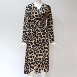 Leopard Print Asymmetrical Maxi Dress with Ruffle and High Split