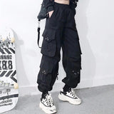 Punk-Style Casual Harem Pants with Functional Pocket Design