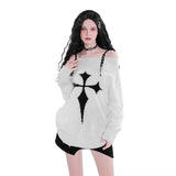 Gothic Geometric Shoulder Knitted Pullover Sweater