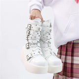 Punk Sweet Heart Platform Ankle Boots with Metal Decoration