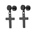 Stainless Steel Cross Skull Star Scorpion Tassel Chain Stud Earrings