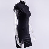 Goth Chinese Style Skinny Mini Dress - Alt Style Clothing