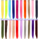 22 Inch Synthetic Rainbow Hair Extensions - Colorful Clip-In Highlights