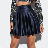 Elegant Leather Pleated Mini Skirt