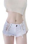 Bandage Denim Shorts Elastic Lace Up Ultra Short - Alt Style Clothing