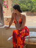 Two Piece Beach Outifits Straps Bikini Set with Slim Skirt - Alt Style Clothing