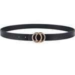 Double Ring Circle Button Leather Belt – Casual Elegance for Everyday Wear