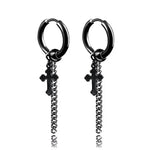 Stainless Steel Cross Skull Star Scorpion Tassel Chain Stud Earrings