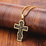 Neo-Gothic Inverted Punk Cross Satanic Pendant Necklace - Black