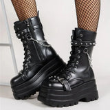 Gothic Platform Combat Ankle Boots – Bold Slip-On Street Style