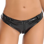Zipper Crotch Briefs Wetlook Patent Leather Booty Shorts - Alt Style Clothing