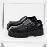 Leather Platform Oxfords Slip On Thick Tottom Male Derby Shoes
