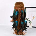 Boho Peacock Feather Adjustable Headdress - Women's Novelty Hair Band