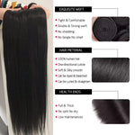 Natural Black Brazilian Straight Human Hair Bundles - 100% Raw Remy Hair Extensions