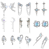 Gothic Irregular Moonstone Star Earrings – Trendy Asymmetrical Design