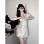 Vintage Chinese Style Cheongsam High Split Mini Dress