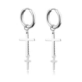 Stainless Steel Cross Skull Star Scorpion Tassel Chain Stud Earrings