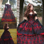 Gothic Medieval Lace Evening Dress with Court Train