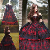 Gothic Medieval Lace Evening Dress with Court Train