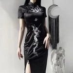 Gothic High Waist Bandage Midi Dress with Lace Detail