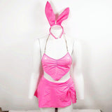 3-Piece Bunny PVC Outfit Lingerie - Alt Style Clothing