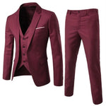 Men's 3-Piece Elegant Business Suit Set - Classic Blazer, Vest, and Pants