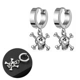 Stainless Steel Skull Drop Gothic Jewelry Pendant Cool Eardrop Earrings