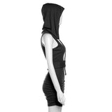 Goth Dark Cyber Hooded Mini Dress