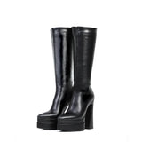 SaraIris Handmade Thigh High Pointed Toe Platform Boots - Sexy Over The Knee Boots for Winter Parties