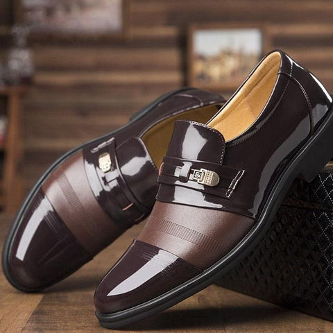 Leather Low Top Solid Color Men Hollow Out Formal Shoes - Alt Style Clothing