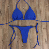 Solid Mirco Bikini Set G-String Thong Brazlian 