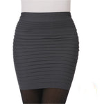 Short Elastic Pleated High Waist Slim Mini Skirt - Casual Pencil Silhouette