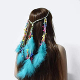 Boho Peacock Feather Adjustable Headdress - Women's Novelty Hair Band