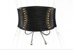 Wide Leather Belt - Fashionable Ethnic Dress Belt with Tassels