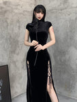 Goth Dark Romantic Gothic Velvet Aesthetic Dress - Alt Style Clothing