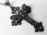 Large Moth Cross Necklace Pendant Victorian Vintage Gothic Style - Alt Style Clothing