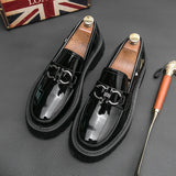 Patent Leather Platform Loafers – Slip-On Derby Shoes