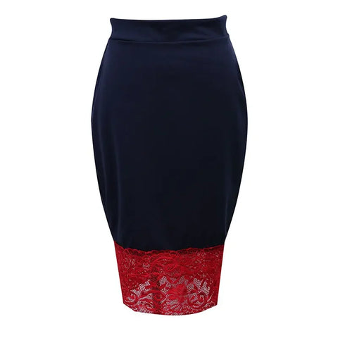 Formal High-Waist Lace Bandage Bodycon Midi Skirt – Elegant Pencil Silhouette