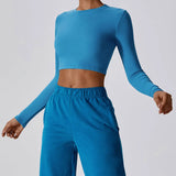 Long Sleeve Running Exposed Navel Crop Top