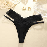 3Pcs Floral Lace Thongs - Patchwork Striped Elegance