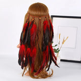 Boho Peacock Feather Adjustable Headdress - Women's Novelty Hair Band