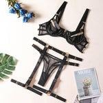 Sensual Transparent Bra Lace Thongs 5-Piece Delicate Underwear - Alt Style Clothing