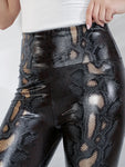 High-Waist Snake Print Leather Leggings – Slim Fit for a Sculpted Look