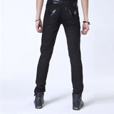 Punk Gothic Stage Performance Jeans with Chain and Multi-Zipper Detail