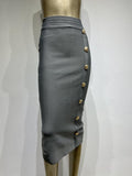 Button Bodycon Bandage High Waist Pencil Skirt - Alt Style Clothing