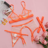 Sensual Sexy Lingerie Transparent Bra Panty Set 3-Pieces - Alt Style Clothing