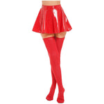 Hollow Out Lace-up Mini Skirt Gothic Clubwear Wet Look Patent Leather Skirt - Alt Style Clothing