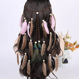 Boho Peacock Feather Adjustable Headdress - Women's Novelty Hair Band