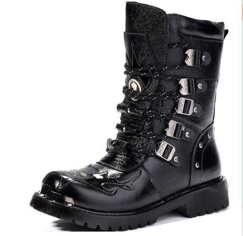 Genuine Leather Metal Gothic Punk Boots - Alt Style Clothing